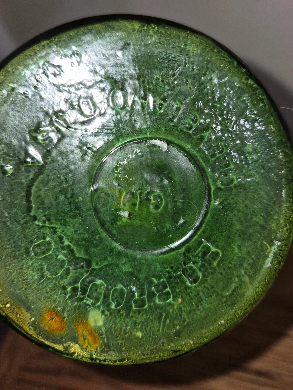 Vintage E.O. Brody Co. Emerald Green Crinkle Glass Vase